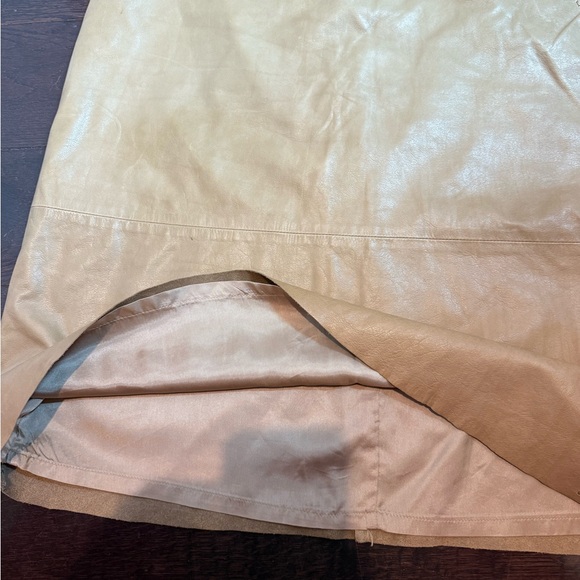 Banana Republic Tan 100% Leather Pencil Midi Skirt Y2K 90s office academia 10 - Picture 5 of 11